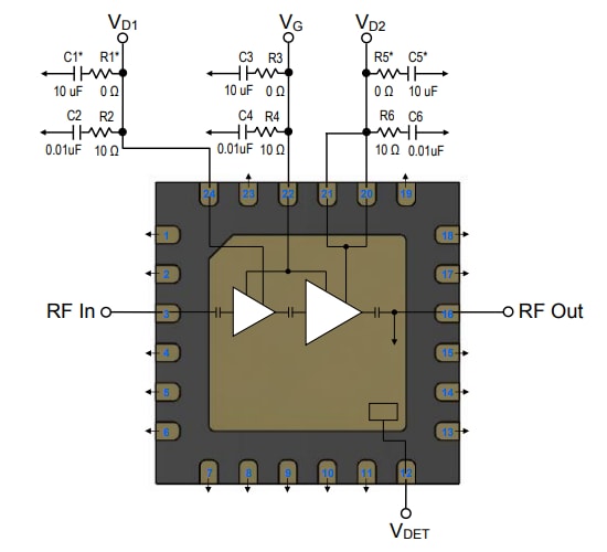 Application Circuit Diagram - Qorvo QPA1019 GaN Power Amplifiers